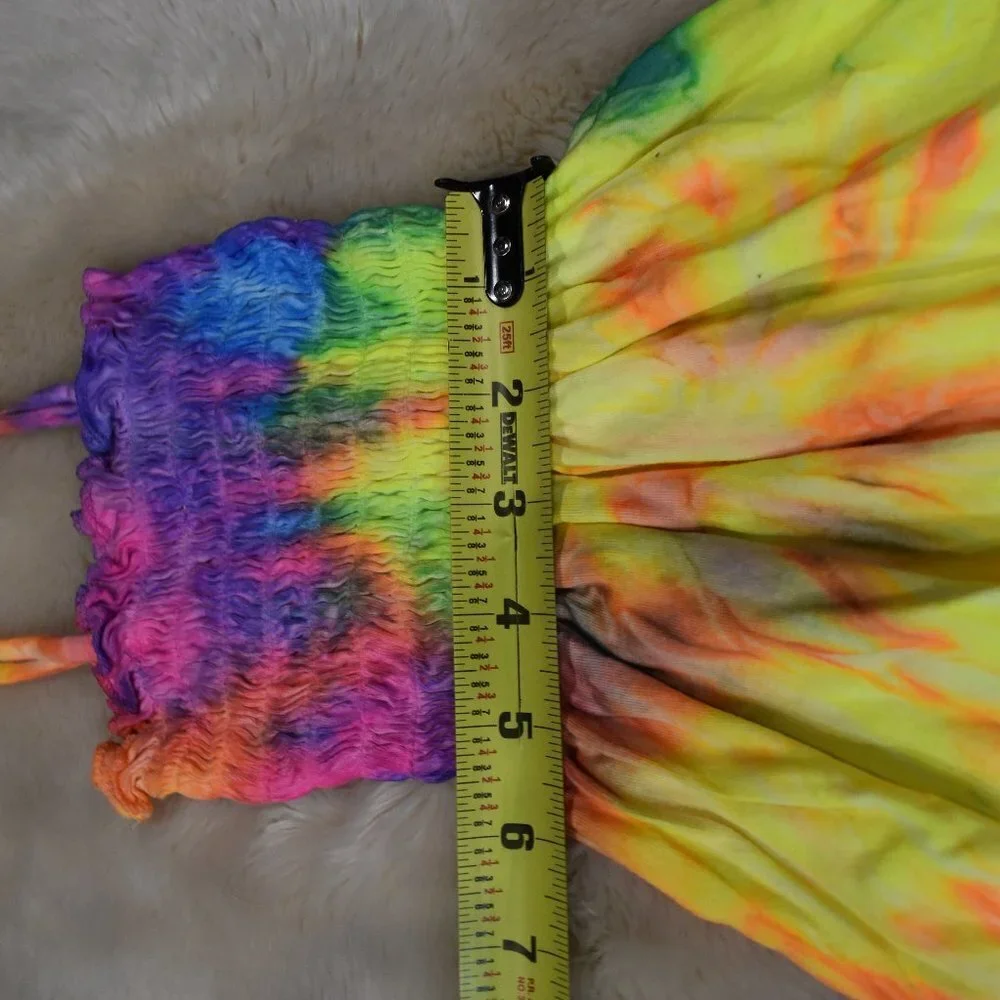 Girls Rainbow Tie Dye Dress Size 2T Summer Beach Montauk